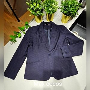 MAX COCOS Superbe blazer bien doublé de couleur bleu foncé avec micro pois blanc